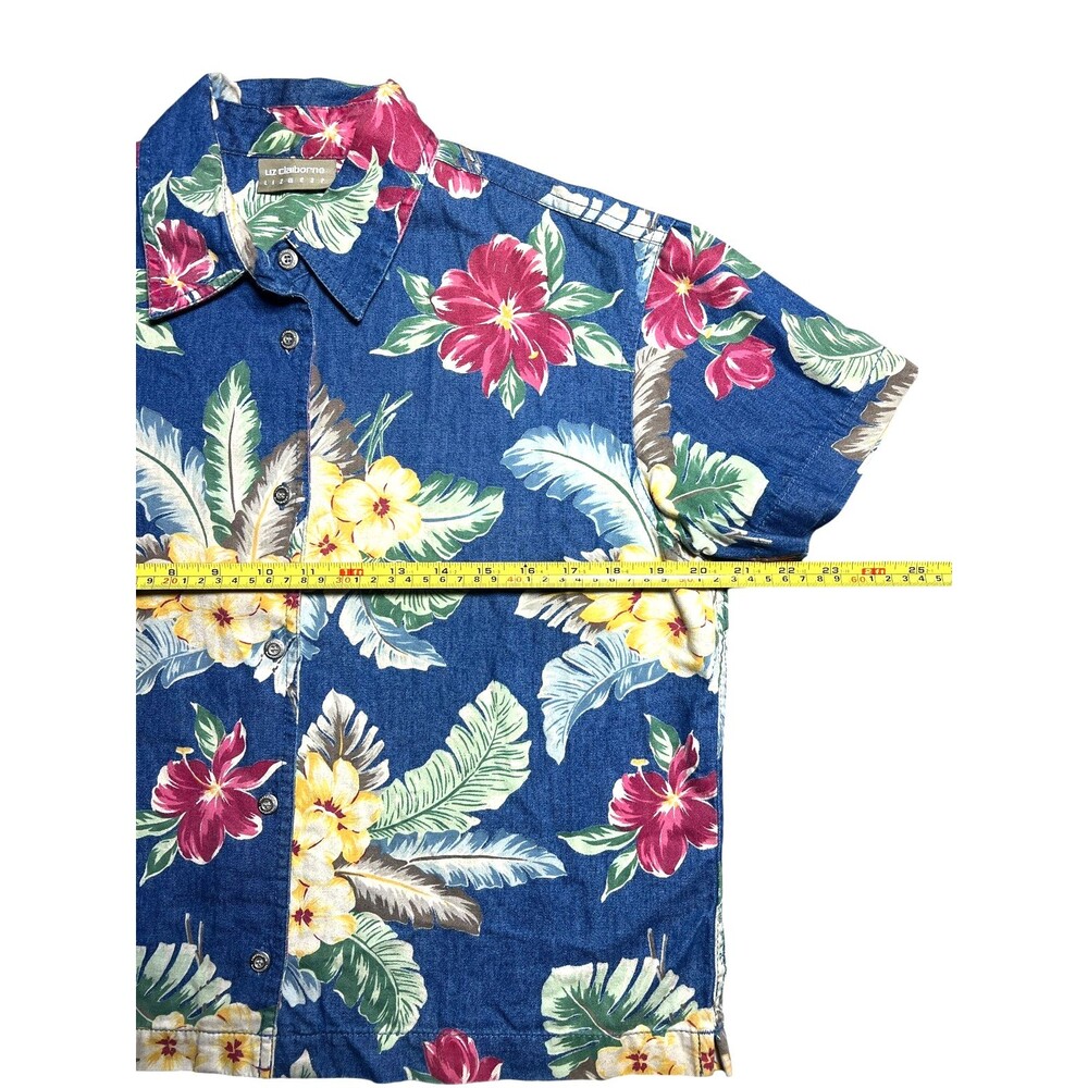 Liz Claiborne Lizwear Tropical Floral Cotton Hawaiian Shirt Womens Medium - Picture 6 of 7